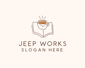 Coffee Library Book logo design