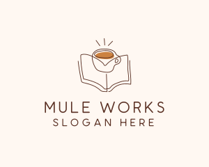 Coffee Library Book logo design