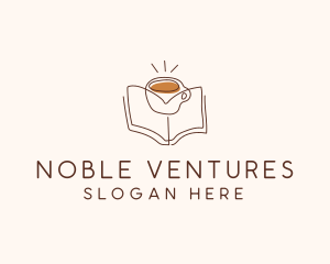 Coffee Library Book logo design