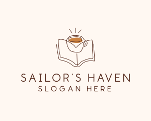 Coffee Library Book logo design