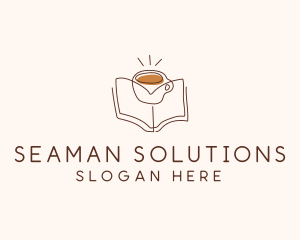 Coffee Library Book logo design