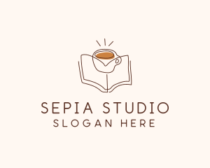 Coffee Library Book logo design