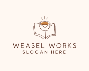 Coffee Library Book logo design