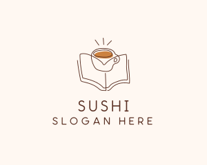 Coffee Library Book logo design