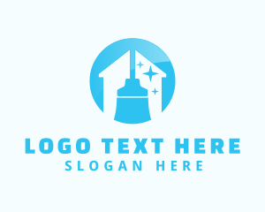 Broom - Blue Housekeeper Broom logo design