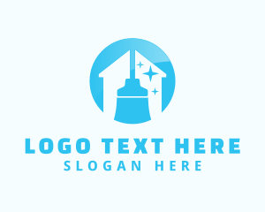 Broom - Blue Housekeeper Broom logo design