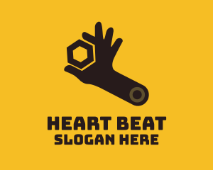 Mechanic Hand Wrench logo design