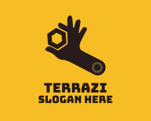 Mechanic Hand Wrench logo design