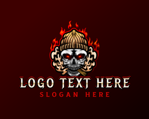 Horror - Beanie Smoking Skull logo design