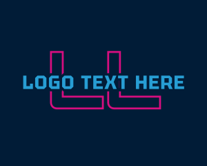 Dj - Techno Neon Bar logo design