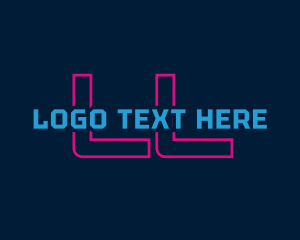 Hacker - Techno Neon Bar logo design