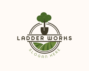 Tree Shovel Gardening Ladnscape logo design