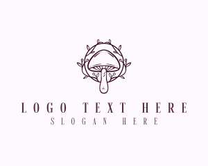 Elegant Floral Mushroom  logo design
