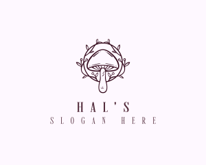 Elegant Floral Mushroom  Logo