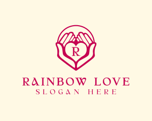 Heart Hand Love logo design