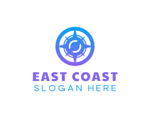 East - Travel Compass Navigation logo design