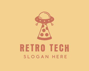 Retro UFO Pizza logo design