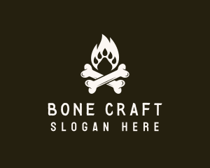 Bones - Paw Bonfire Crossbones logo design