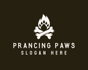 Paw Bonfire Crossbones logo design