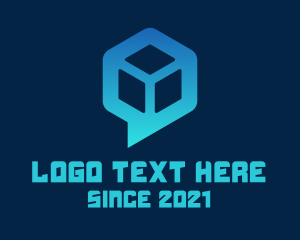 Storage - Cube Chat Bubble logo design