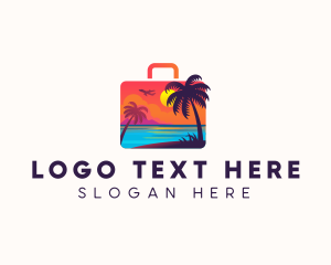 Resort - Suitcase Beach Plane logo design