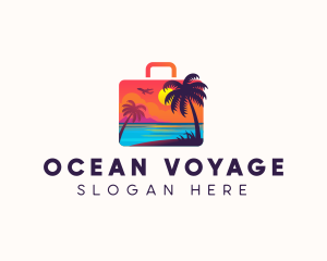 Suitcase Beach Plane logo design