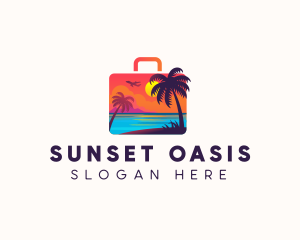 Suitcase Beach Plane logo design