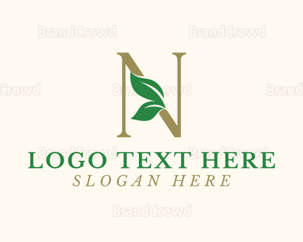 Nature Leaves Letter N Logo