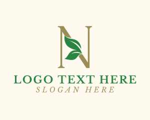 Meditation - Nature Leaves Letter N logo design