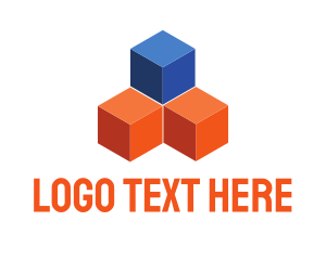 Data - Blue & Orange Cubes logo design