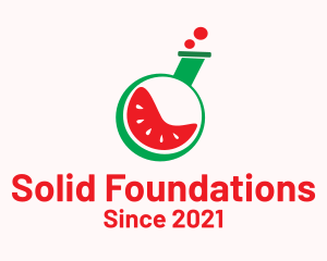 Fruit Juice - Watermelon Laboratory Flask logo design