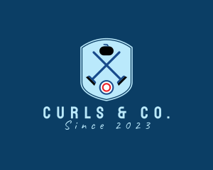 Ice Curling Badge  logo design