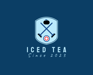 Ice Curling Badge  logo design