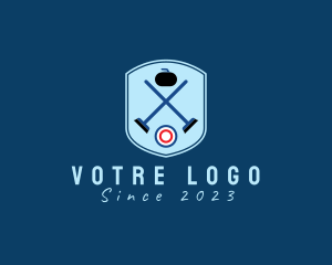 Ice Curling - Ice Curling Badge logo design