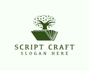 Screenwriter - Tree Book Library logo design