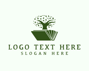 Playwright - Tree Book Library logo design