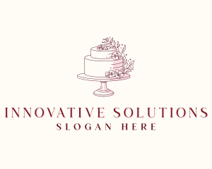 Floral Wedding Cake Logo