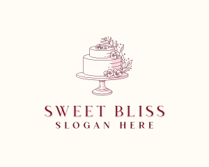 Floral Wedding Cake logo design