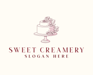 Floral Wedding Cake logo design