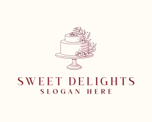 Floral Wedding Cake logo design