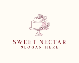 Floral Wedding Cake logo design