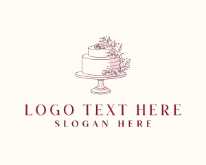 Wedding - Floral Wedding Cake logo design