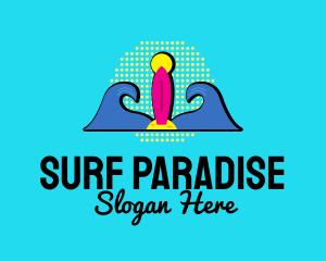 Retro Wave Surfing  logo design