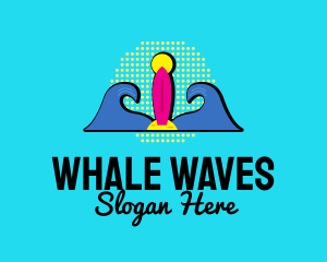 Retro Wave Surfing  logo design