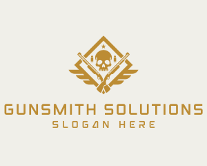 Skull Firearm Shooting logo design