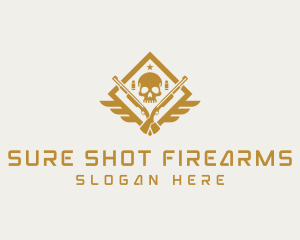 Skull Firearm Shooting logo design