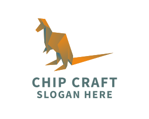 Kangaroo Origami Craft logo design