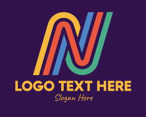Lines - Colorful Retro Lines Letter N logo design