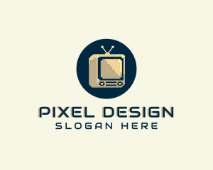 Retro Pixel TV logo design