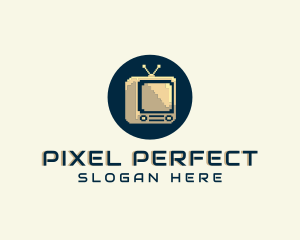 Retro Pixel TV logo design